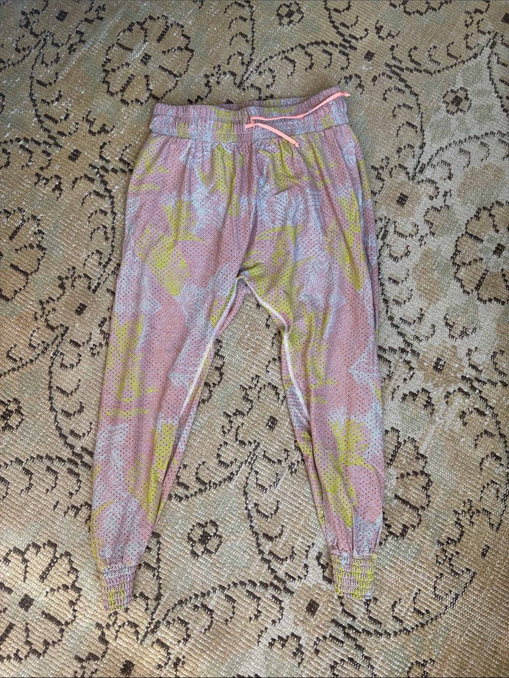 Maje Pink & Yellow Floral Mesh Jogger Pants